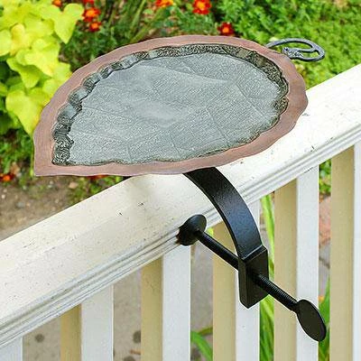 Aspen Leaf Bird Bath With Over Rail Bracket 3 Aspen Leaf Bird Bath With Over Rail Bracket