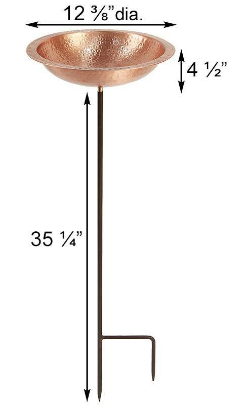 Hammered Solid Copper Bird Bath With Stake 6 Hammered Solid Copper Bird Bath With Stake - Image 4