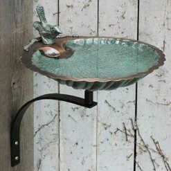 Scalloped Shell Bird Bath With Wall Bracket