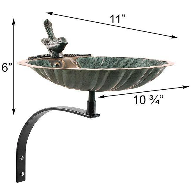 Scalloped Shell Bird Bath With Wall Bracket 4 Scalloped Shell Bird Bath With Wall Bracket - Image 2