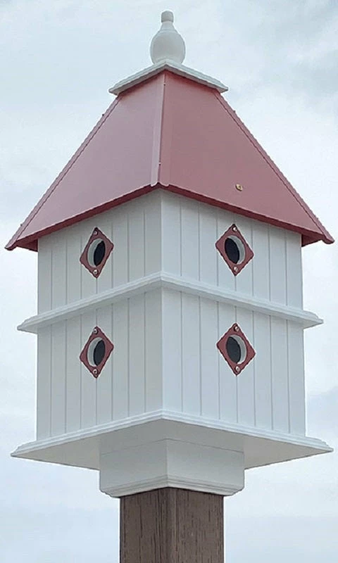 Plantation Bird House With Redwood Colored Roof 3 Plantation Bird House With Redwood Colored Roof
