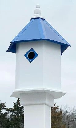 Sycamore Bird House With Cobalt Blue Roof