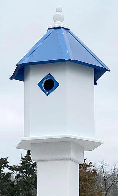 Sycamore Bird House With Cobalt Blue Roof 3 Sycamore Bird House With Cobalt Blue Roof