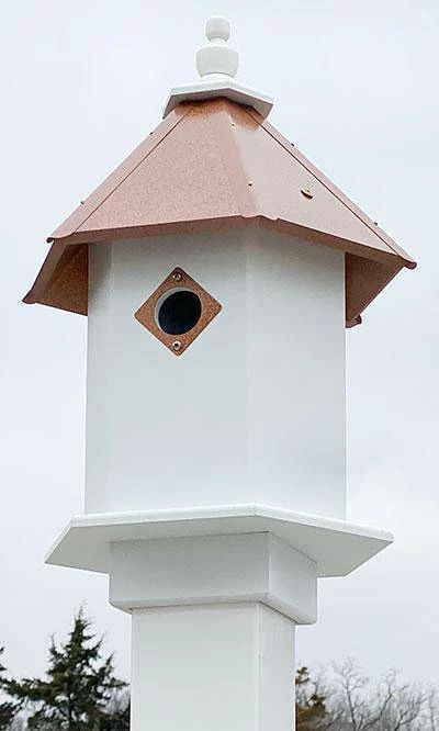 Sycamore Bird House With Hammered Copper Colored Roof 3 Sycamore Bird House With Hammered Copper Colored Roof