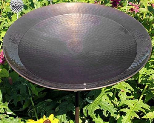 Burnt Copper Colored Metal Bird Bath And Stake 3 Burnt Copper Colored Metal Bird Bath And Stake