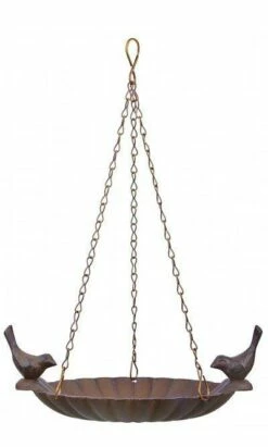 ESSCHERT DESIGN Petite Hanging Bird Bath With Bird Accents