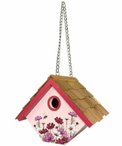 Hanging Wren House With Floral Print