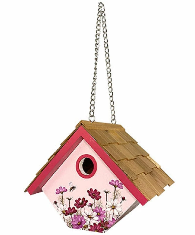 Hanging Wren House With Floral Print 3 Hanging Wren House With Floral Print