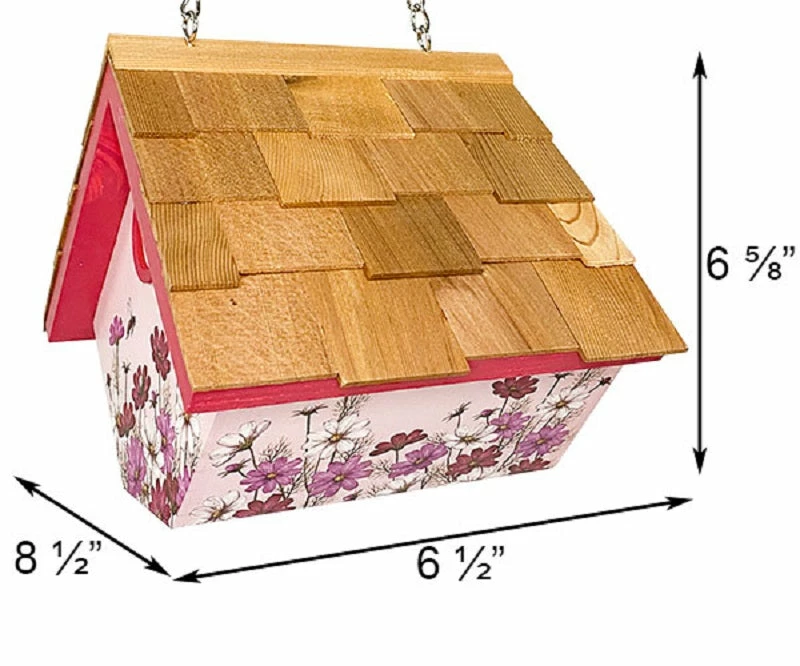 Hanging Wren House With Floral Print 4 Hanging Wren House With Floral Print - Image 2