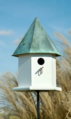 Copper Songbird Deluxe Bird House, Verdigris Roof