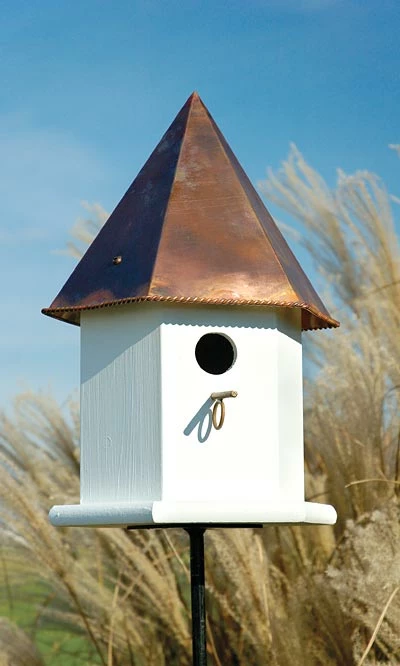 Copper Songbird Deluxe Bird House, Brown Roof 3 Copper Songbird Deluxe Bird House, Brown Roof