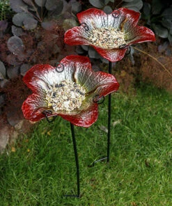 Summer Burst Glass Bird Baths With Stakes - 2 Pack