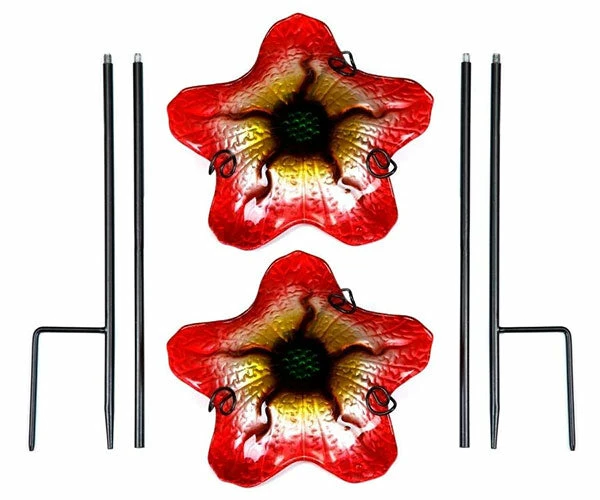 Summer Burst Glass Bird Baths With Stakes - 2 Pack 5 Summer Burst Glass Bird Baths With Stakes - 2 Pack - Image 3