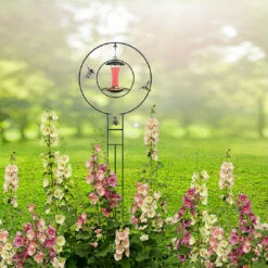 Trellis Hanger With Hummingbird Swing, Black, 72"H