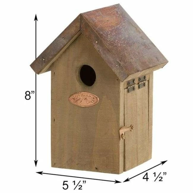 ESSCHERT DESIGN Antique Wash Wren House With Copper Colored Roof 4 ESSCHERT DESIGN Antique Wash Wren House With Copper Colored Roof - Image 2