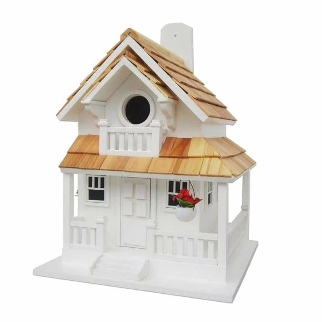 Backyard Cottage Bird House, White 3 Backyard Cottage Bird House, White
