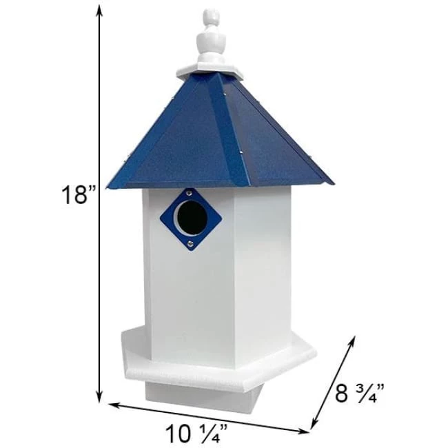 Bluebird Hexagonal Bird House With Cobalt Blue Roof 4 Bluebird Hexagonal Bird House With Cobalt Blue Roof - Image 2