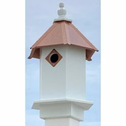 Bluebird Hexagonal Bird House With Hammered Copper Colored Roof
