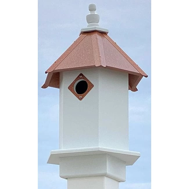 Bluebird Hexagonal Bird House With Hammered Copper Colored Roof 3 Bluebird Hexagonal Bird House With Hammered Copper Colored Roof