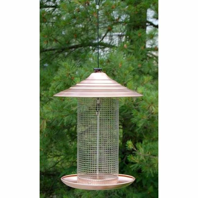 Brushed Copper Sunflower Seed Bird Feeder 3 Brushed Copper Sunflower Seed Bird Feeder
