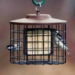 Caged Double Suet Feeder, Brown