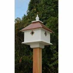 Carriage Bird House With Hammered Copper Colored Metal Roof