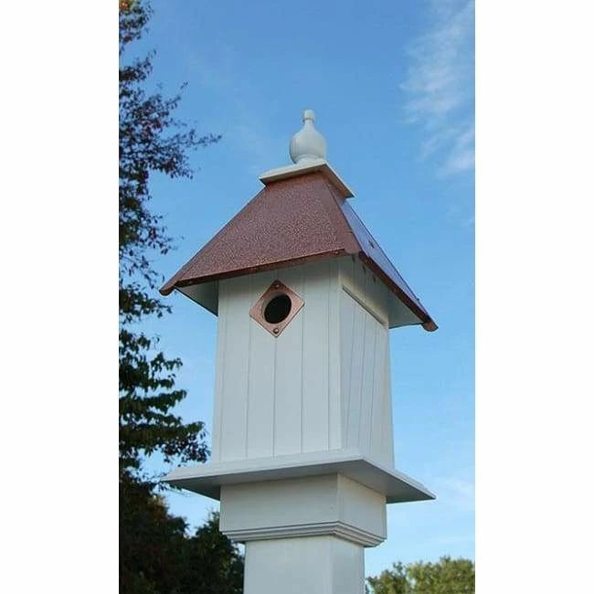 Cathedral Bird House With Hammered Copper Colored Metal Roof 3 Cathedral Bird House With Hammered Copper Colored Metal Roof