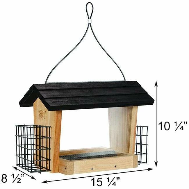 Cedar Hopper Bird Feeder With Suet Cages, Large 4 Cedar Hopper Bird Feeder With Suet Cages, Large - Image 2