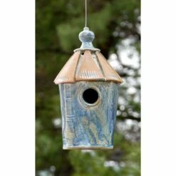 Ceramic Bird Cottage Bird House, French Blue