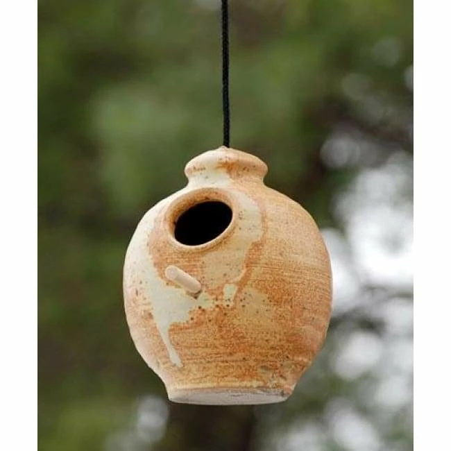 Ceramic Small Bird Feeder, Butternut 3 Ceramic Small Bird Feeder, Butternut