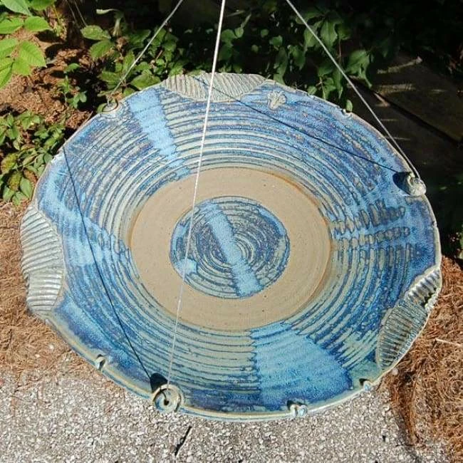 Ceramic Large Bird Bath, French Blue 5 Ceramic Large Bird Bath, French Blue - Image 3
