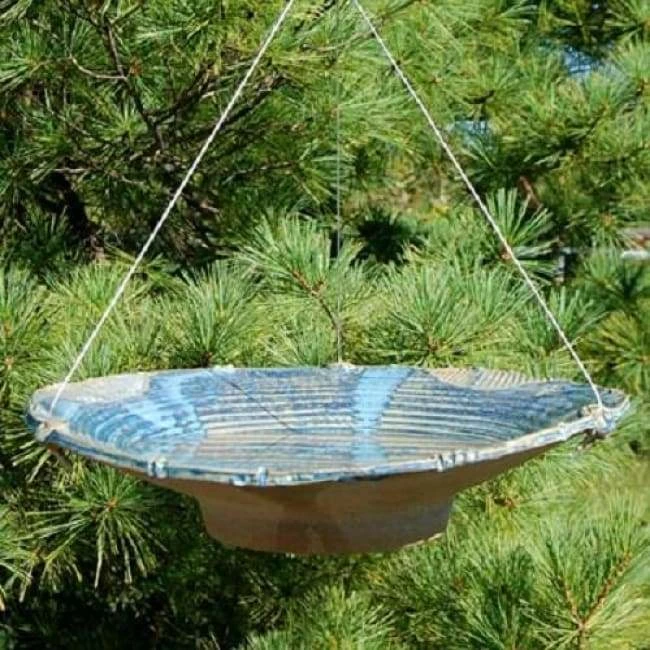 Ceramic Large Bird Bath, French Blue 3 Ceramic Large Bird Bath, French Blue