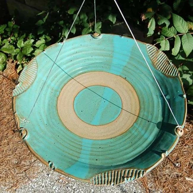 Ceramic Large Bird Bath, Teal 5 Ceramic Large Bird Bath, Teal - Image 3