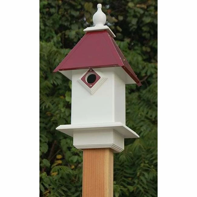Classic Bluebird House With Merlot Red Roof 3 Classic Bluebird House With Merlot Red Roof