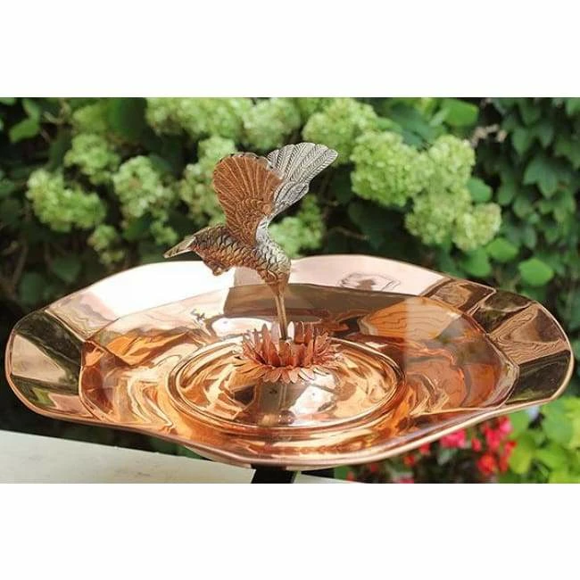 Copper Colored Hummingbird Bird Bath And Stake 6 Copper Colored Hummingbird Bird Bath And Stake - Image 4