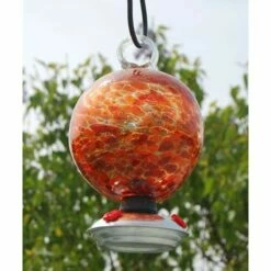 Dew Drop Hummingbird Feeder, Red And Orange Cinnabar