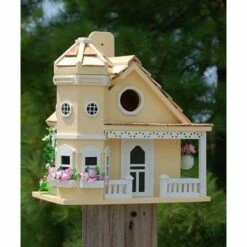 Flower Pot Cottage Bird House, Yellow