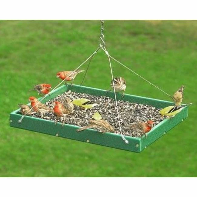 Hanging Platform Green Bird Feeder, Large 5 Hanging Platform Green Bird Feeder, Large - Image 3