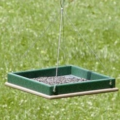 Hanging Platform Green And Brown Bird Feeder, Small