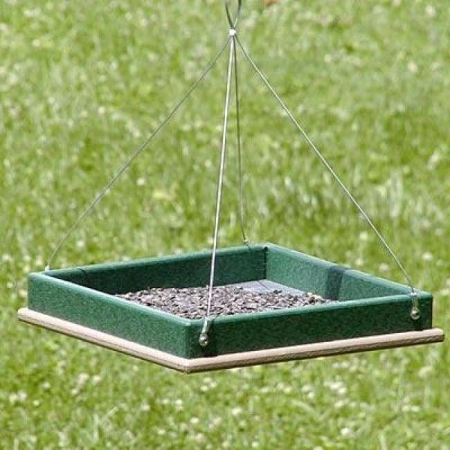 Hanging Platform Green And Brown Bird Feeder, Small 3 Hanging Platform Green And Brown Bird Feeder, Small