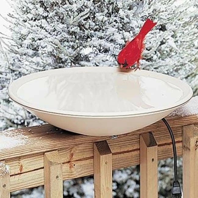 Heated Bird Bath With Deck Mount 2 Heated Bird Bath With Deck Mount
