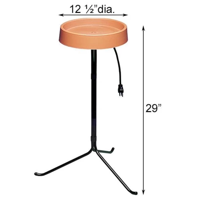 Heated Bird Bath With Metal Stand, Terra Cotta 4 Heated Bird Bath With Metal Stand, Terra Cotta - Image 2