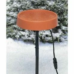 Heated Bird Bath With Metal Stand, Terra Cotta