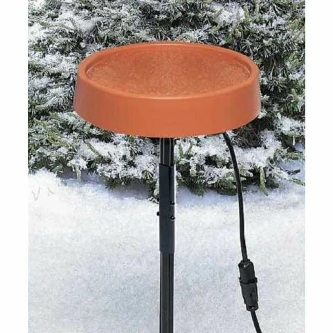 Heated Bird Bath With Metal Stand, Terra Cotta 3 Heated Bird Bath With Metal Stand, Terra Cotta