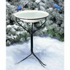 Heated Bird Bath With Metal Stand, White