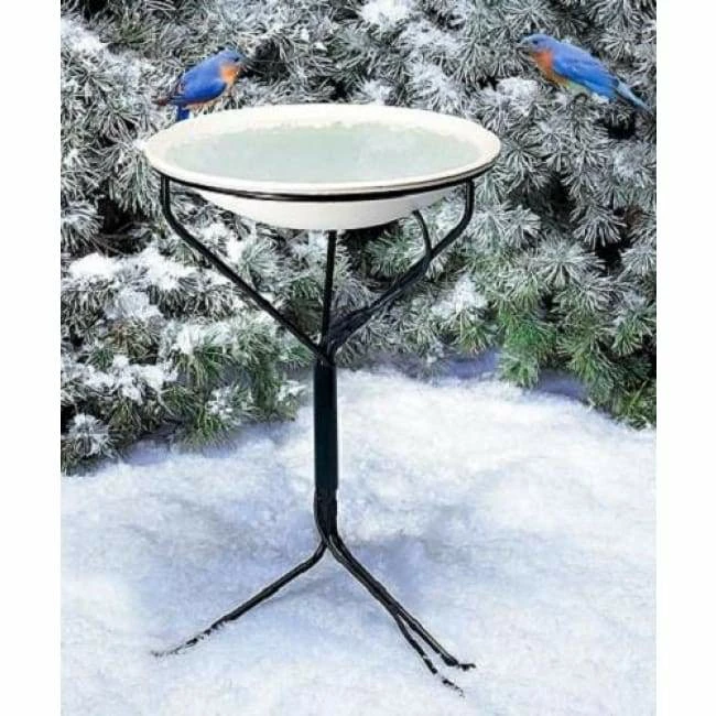 Heated Bird Bath With Metal Stand, White 3 Heated Bird Bath With Metal Stand, White