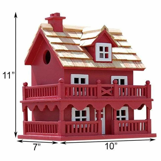Novelty Cottage Bird House, Red 4 Novelty Cottage Bird House, Red - Image 2