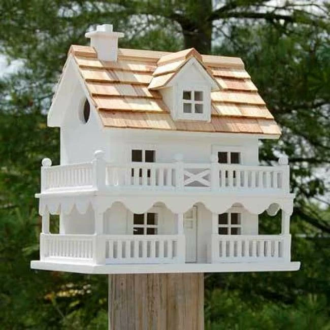 Novelty Cottage Bird House, White 3 Novelty Cottage Bird House, White