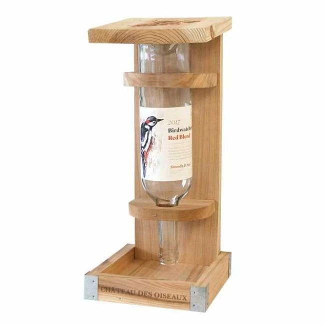 Novelty Wine Bottle Cedar Bird Feeder 3 Novelty Wine Bottle Cedar Bird Feeder