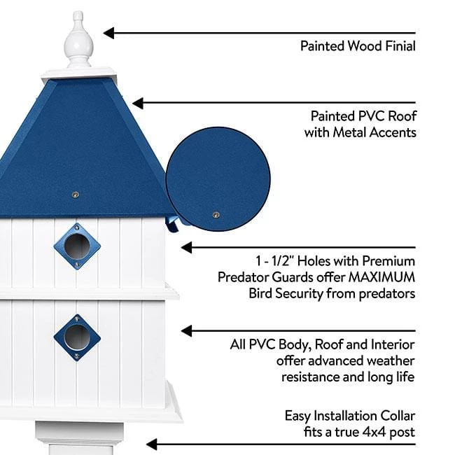 Plantation Bird House With Cobalt Blue Roof 5 Plantation Bird House With Cobalt Blue Roof - Image 3